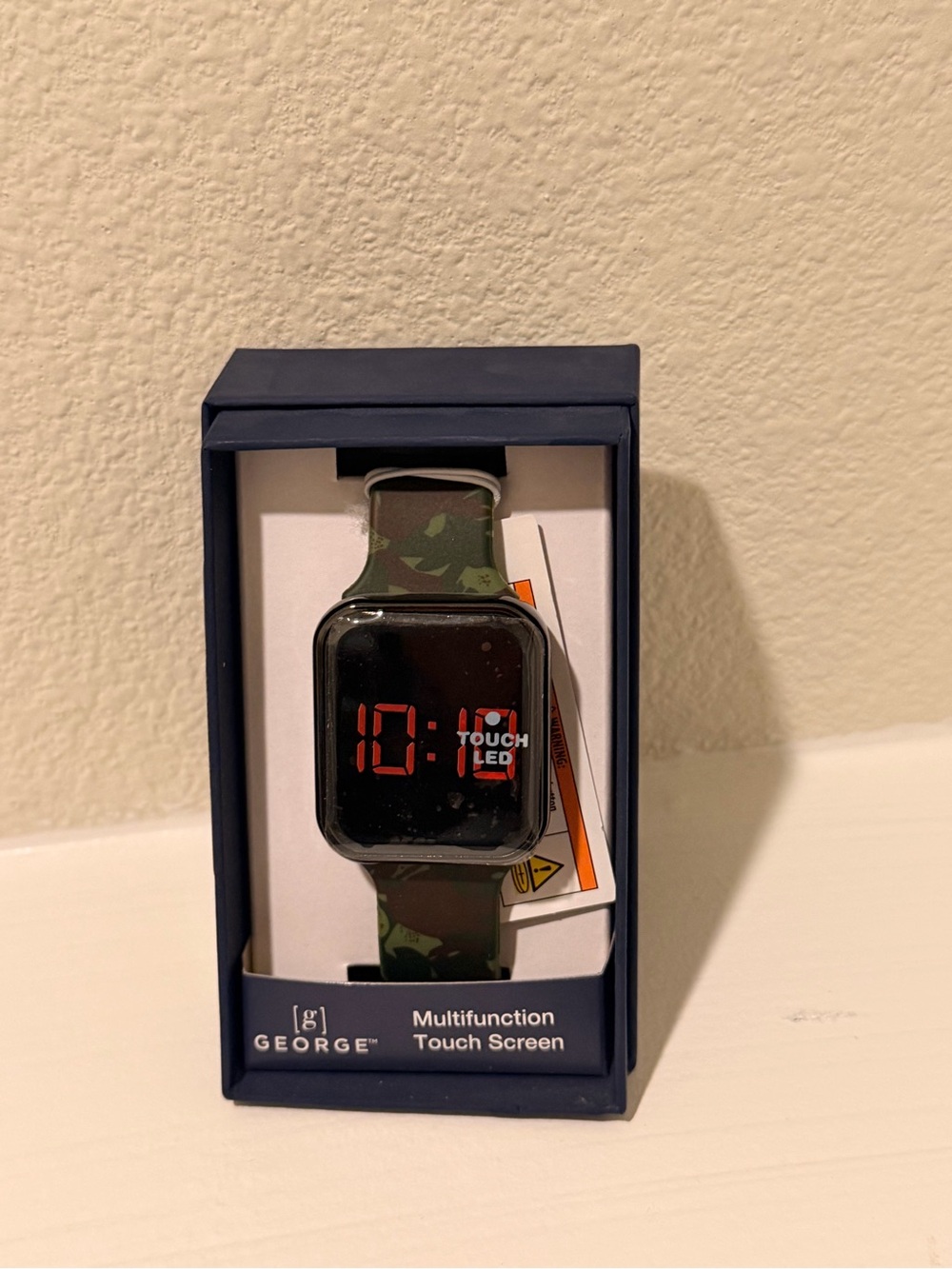 George LED Touch Watch with Green Camouflage Silicone Strap